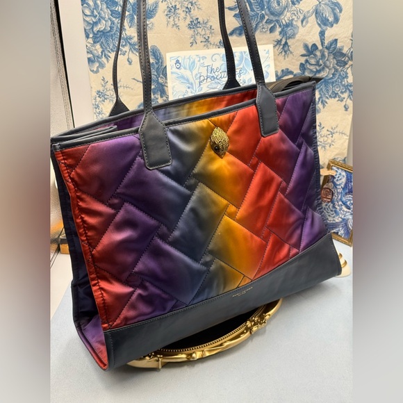 🆕 KURT GEIGER LONDON 🧿 NWOT Recycled Square Shopper Tote Bag, Ombre Rainbow - Picture 3 of 16